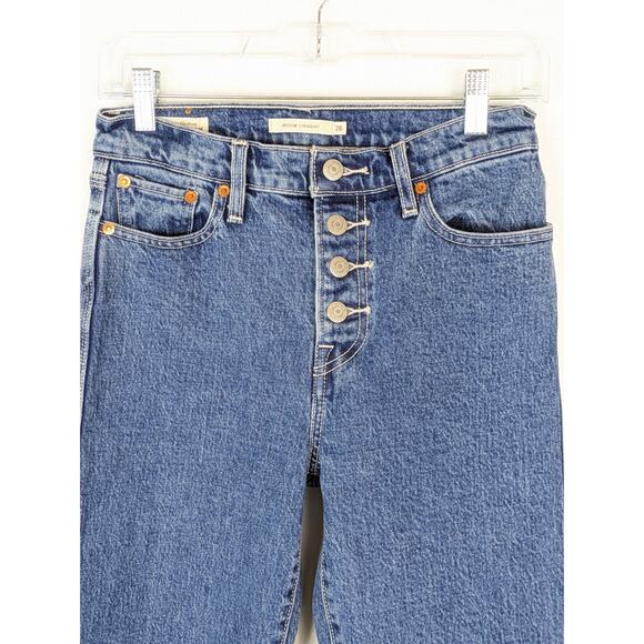 Levis Denim Jeans Wedgie Straight Button Fly Utility Big E Premium Blue Size 26 - Picture 4 of 16